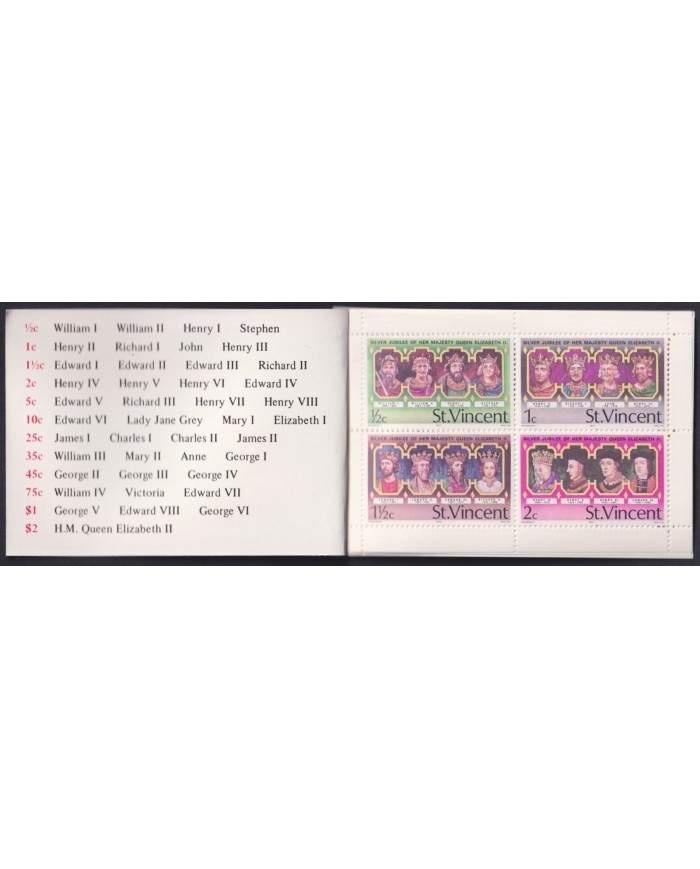 F-EX59284 ST VINCENT MNH 1977 BOOKLED QUEEN ELIZABETH SILVER JUBILEE.