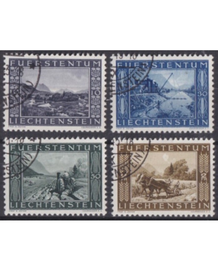 F-EX58965 LIECHTENSTEIN USED 1943 LANDSCAPE INLAND CANAL. +25€.