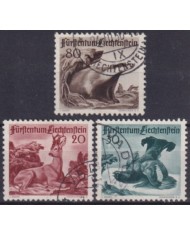 F-EX58968 LIECHTENSTEIN USED 1950 WILDLIFE HUNTING ANIMALS. +65€.