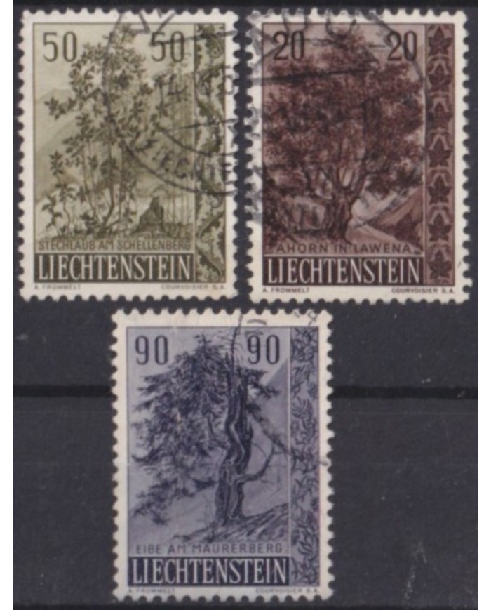 F-EX58987 LIECHTENSTEIN USED 1958 TREE LANDSCAPE BUSHES. +15€.