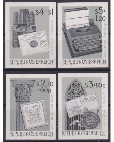 F-EX59004 AUSTRIA 1965 WIPA PHILATELIC EXPO STORY OF WRITTER PROOF IMPERFORATED.