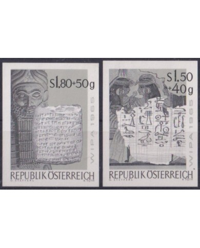 F-EX59007 AUSTRIA 1965 WIPA PHILATELIC EXPO STORY OF WRITTER PROOF IMPERFORATED.