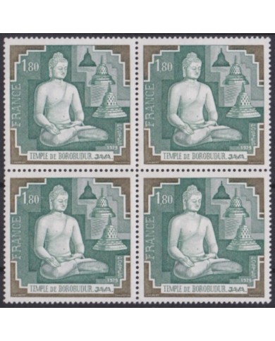 F-EX59016 FRANCE MNH 1979 TEMPLE OF BOROBUDUR JAVA INDONESIA BLOCK 4.