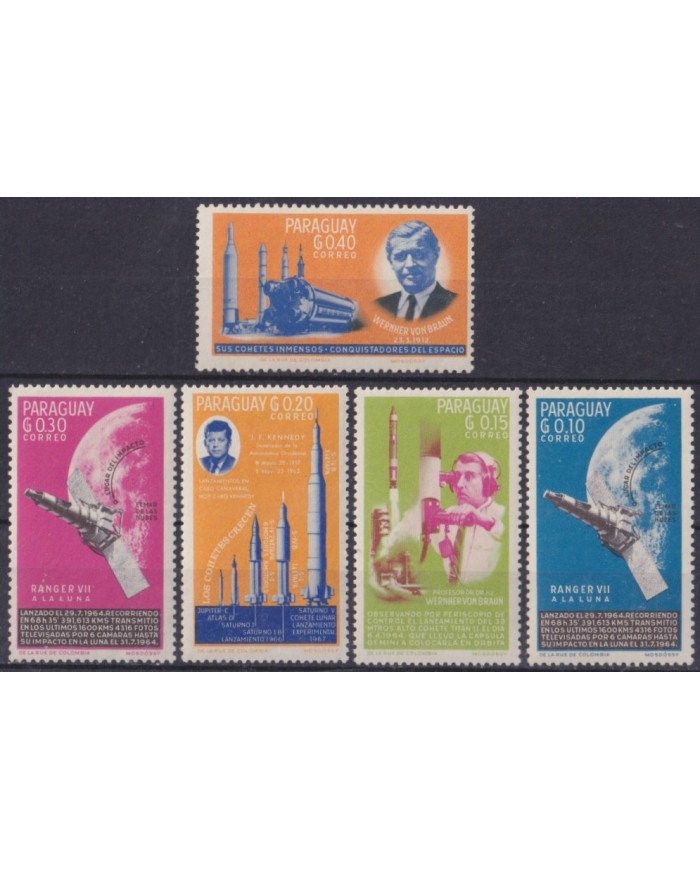 F-EX59318 PARAGUAY MNH 1964 SPACE KENNEDY VON BRAUN ASTRONAUTIC COSMOS.