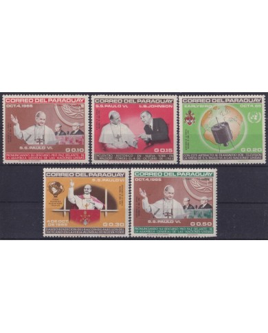 F-EX59314 PARAGUAY MH 1965 EVENTS COMMUNICATIONS SATELLITE SCIENCE SPACE POPE.