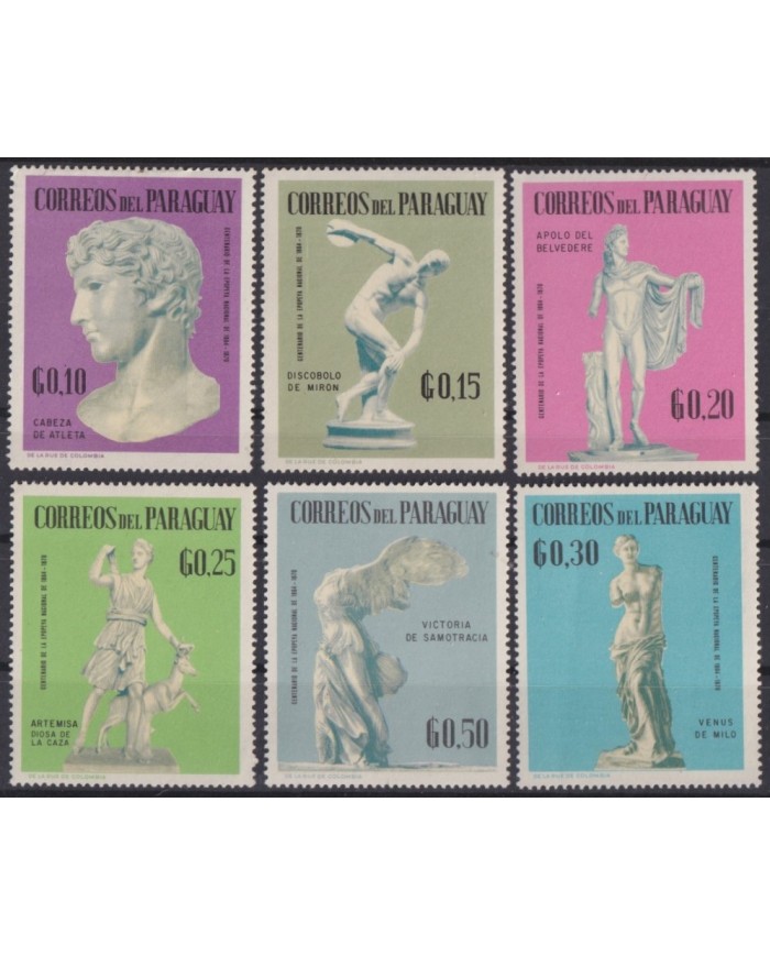 F-EX59308 PARAGUAY MNH 1967 ART SCULTURE ARCHAELOGY VENUS APOLO DISCOBOLO.