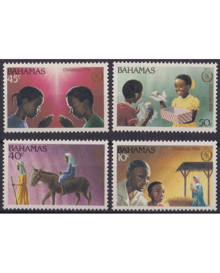 F-EX59260 BAHAMAS MNH 1986 CHRISTMAS NAVIDAD ART INTERNATIONAL YEAR OF PEACE.