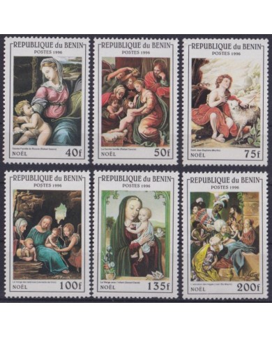 F-EX59171 BENIN MNH 1996 CHRISTMAS NAVIDAD ART PAINTING LEONARDO RAPHAEL GERARD DAVID.