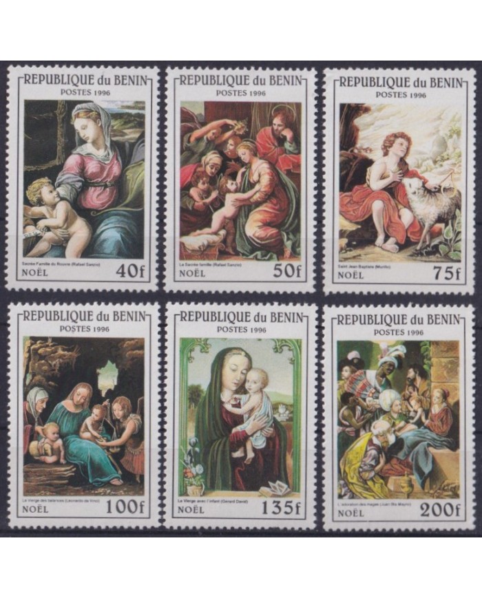 F-EX59171 BENIN MNH 1996 CHRISTMAS NAVIDAD ART PAINTING LEONARDO RAPHAEL GERARD DAVID.