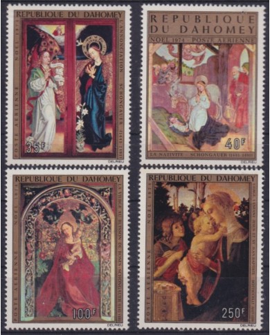 F-EX59254 DAHOMEY MNH 1974 CHRISTMAS NAVIDAD ART PAINTING SCHONGAUER BOTTICCELLI.
