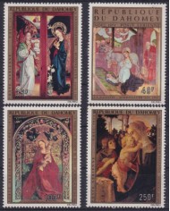F-EX59254 DAHOMEY MNH 1974 CHRISTMAS NAVIDAD ART PAINTING SCHONGAUER BOTTICCELLI.