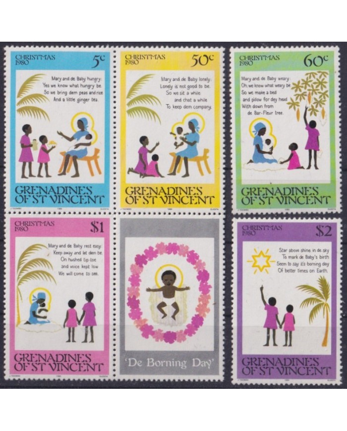 F-EX59120 GRENADINES OF ST VINCENT MNH 1980 CHRISTMAS NAVIDAD ART DRAWING.