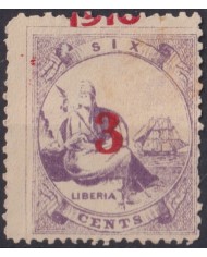 F-EX55370 LIBERIA 1916 3c OVERPRINT HIGHT VALUE + 60€.