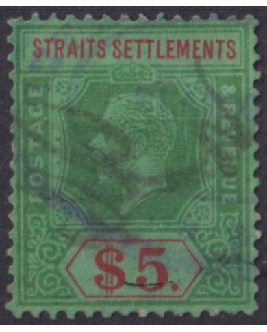 F-EX55932 MALAYA STRAITS SETTLEMENTS 1912-13 5$ GEORGE V Yv.150 +80€.