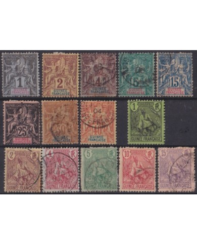 F-EX55958 GUINEA 1892-04 MH - USED COLONIAL ISSUE INDIGENOUS WARRIOR +100€.