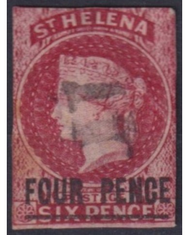 F-EX56140 ST HELENA 1863 Yv.4 QUEEN VICTORIA OVERPRINT +350€.