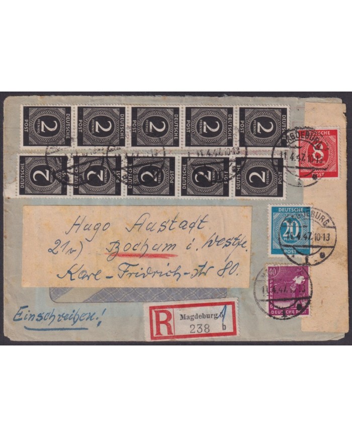 F-EX56591 GERMANY 1947 OCCUPATION ZONE REG COVER MAGDEBURG.