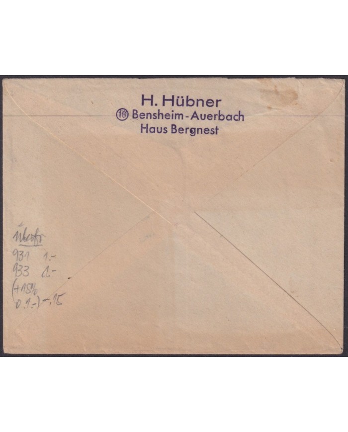 F-EX56594 GERMANY 1947 OCCUPATION ZONE SPECIAL DELIVERY COVER DARMSTADT.