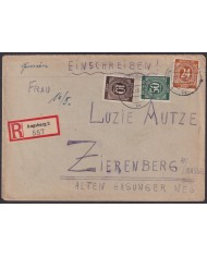 F-EX56596 GERMANY 1946 OCCUPATION ZONE REGISTERED COVER AUGSBURG.