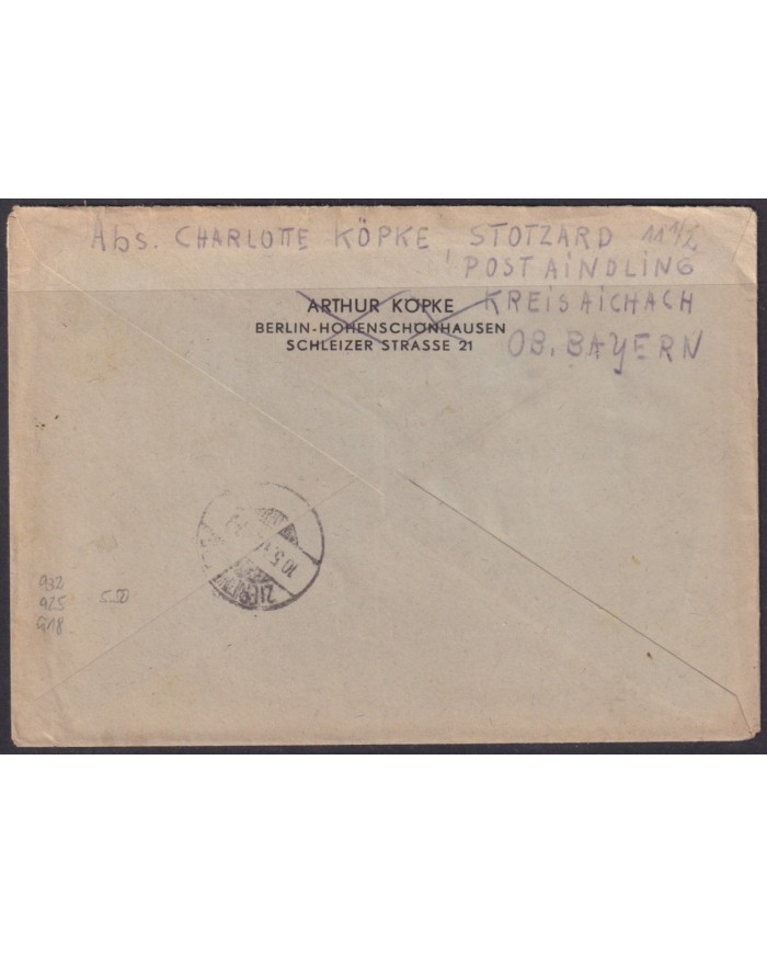 F-EX56596 GERMANY 1946 OCCUPATION ZONE REGISTERED COVER AUGSBURG.