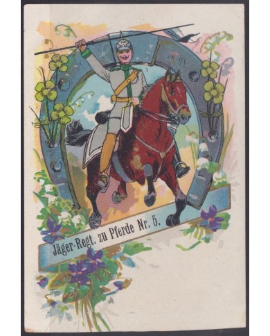 F-EX56757 GERMANY 1911 ILLUSTRATED CARD EQUESTRIAN REG.5 ALSACE.