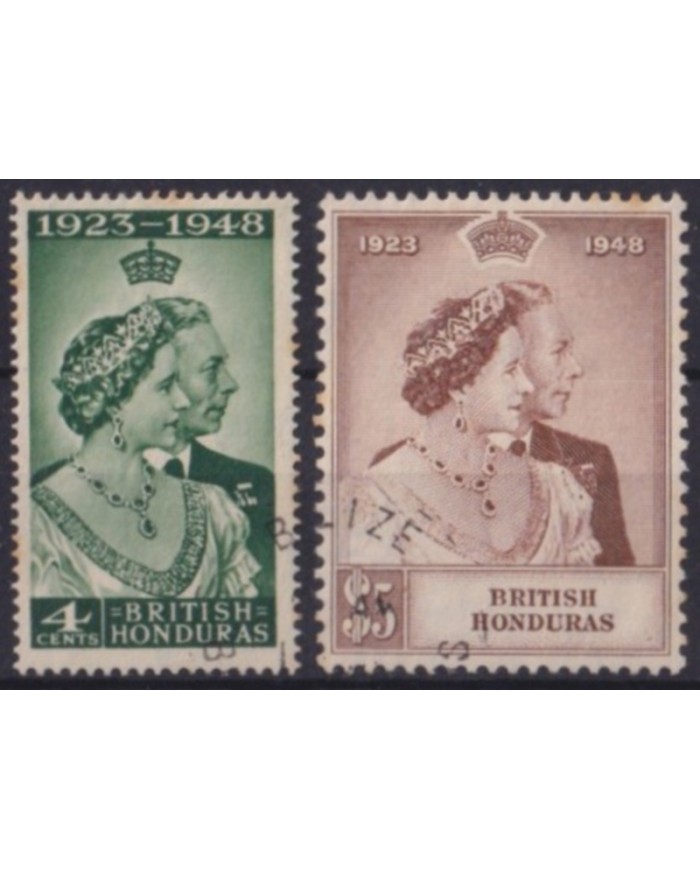 F-EX56878 BRITISH HONDURAS BELIZE 1948 USED ROYAL WEDDING.