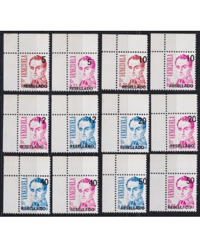 F-EX59475 VENEZUELA 1991 MNH BOLIVAR DEFINITIVE NEW VALUE OVERPRINT SET+30€.