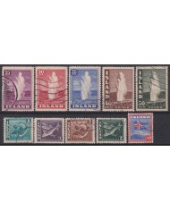 F-EX59361 ICELAND ISLAND 1938-39 DEFINITIVE USED FISH LANDSCAPE GEISER +40€.
