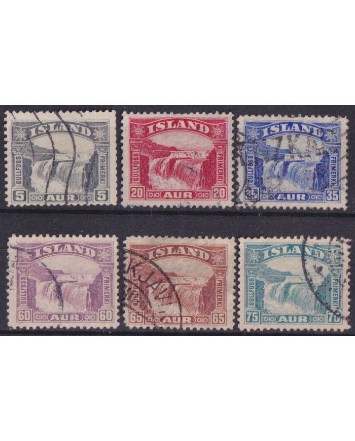 F-EX59363 ICELAND ISLAND 1931-32 DEFINITIVE USED GULLIFOSS FALLS LANDSCAPE +45€.