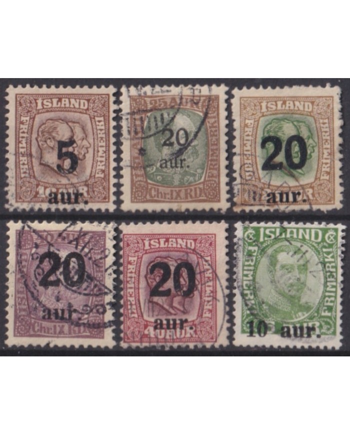 F-EX59369 ICELAND ISLAND 1921-22 USED KING CHRISTIAN NEW VALUE OVERPRINT +40€.