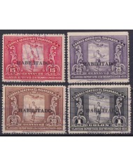 F-EX59549 EL SALVADOR 1935 USED AIRMAIL CENTROAMERICAN GAMES OVERPRINT RUNNER.