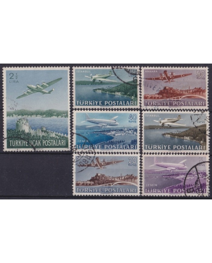 F-EX59582 TURKEY 1949-50 USED AIRMAIL AVION AIRPLANE +30€.