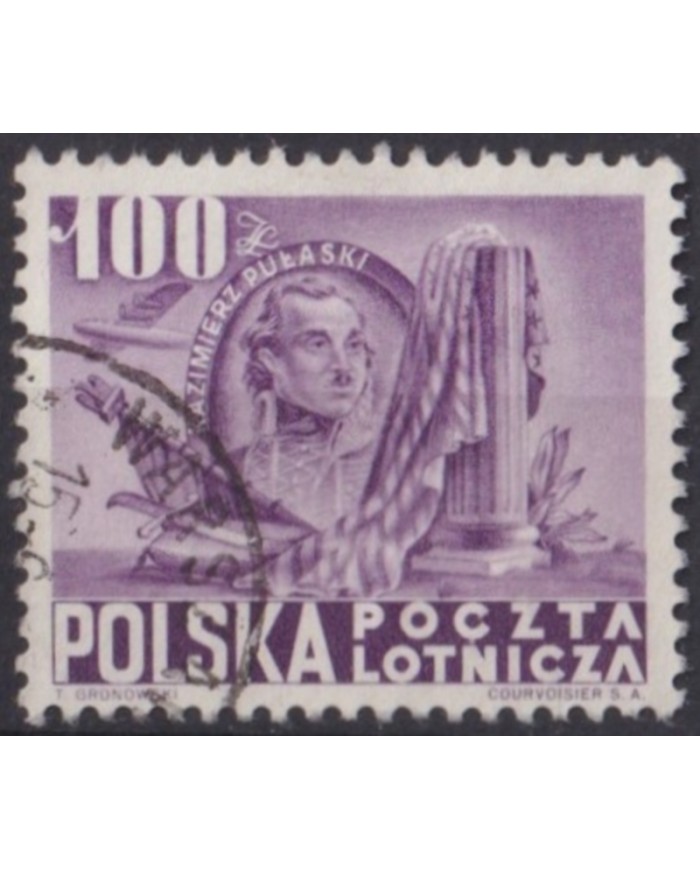 F-EX59563 HUNGARY USED 1948 AIRMAIL PULASKI KASIMIR +40€.