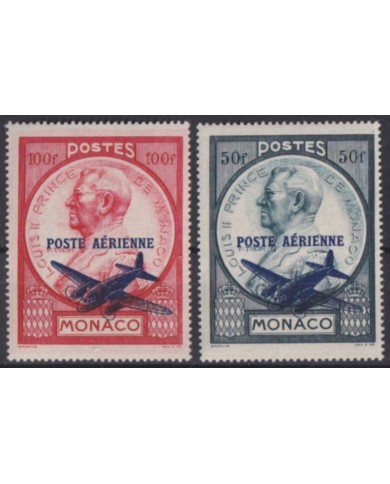 F-EX59598 MONACO MNH 1946 AIRMAIL AVION AIRPLANE OVERPRINT PRINCE REINIERO.