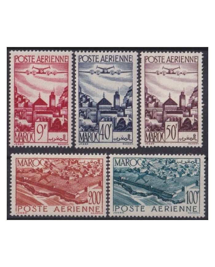 F-EX59601 MOROCCO MAROC MH 1947-48 AIRMAIL AVION AIRPLANE & LANDSCAPE.