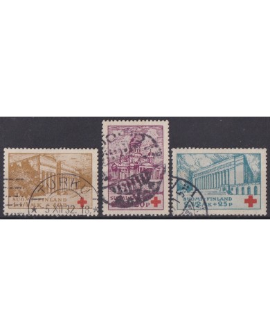 F-EX59409 FINLAND SOUMI USED 1932 SEMIPOSTAL RELIEF RED CROSS ARCHITECTURE +30€.