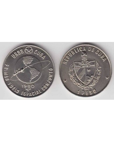 1980-MN-100 CUBA 1$ 1980 SPACE COSMOS FLIGHT UNC. CU-NI.