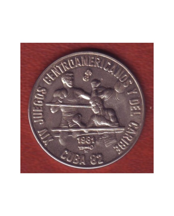1981-MN-7 CUBA. KM 62. 1$. 1981. COPPER- NICKEL. UNC. CENTROAMERICAN GAMES. JUEGOS CENTROAMERICANOS. BOXEO. BOXING.