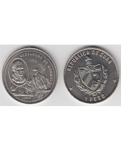 1989-MN-4 CUBA. KM 283. 1$. 1989. COPPER- NICKEL. UNC. ALEXANDRE VON HUMBOLDT. BIRD. AVES. PAJAROS.