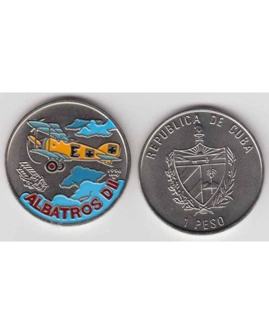 1994-MN-106 CUBA 1$ 1995. AVION ALBATROS. PINTADA UNC. CU-NI.