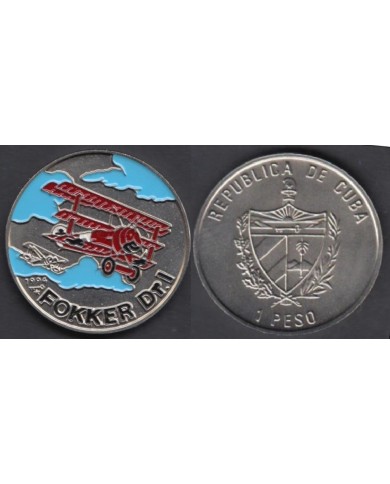 1994-MN-5 CUBA 1994 1$  AVION FOKKER Dr.1. PINTADA. AIRPLANE. CU-NI.