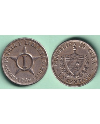 1946-MN-120 CUBA  1c STAR 1946 ESTRELLA RADIANTE NICKEL VF-XF.