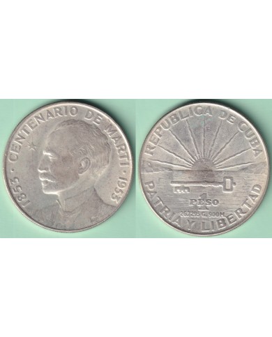 1953-MN-131 CUBA SILVER 1$ JOSE MARTI 1953 26,7gr 900.ml XF.