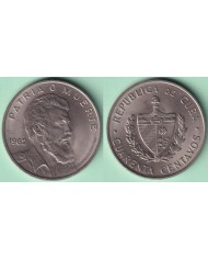 1968-MN-10 CUBA  20c JOSE MARTI 1968 NICKEL XF PLUS.