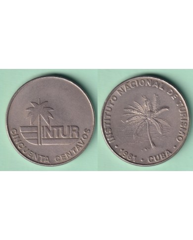 1981-MN-150 CUBA 1981 INTUR 50c cuc PALMERA PALM TREE CUPRO-NI.