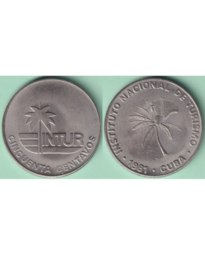1981-MN-151 CUBA 1981 INTUR 50c cuc PALMERA PALM TREE CUPRO-NI XF.
