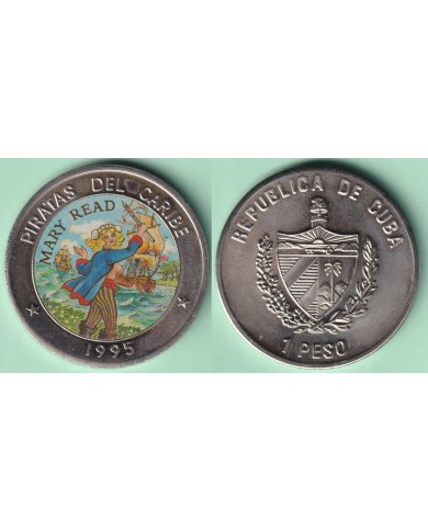 1995-MN-220 CUBA 1995 1$ PIRATAS DEL CARIBE MARY READ PIRATE ADHESIVE CUPRO-NI.