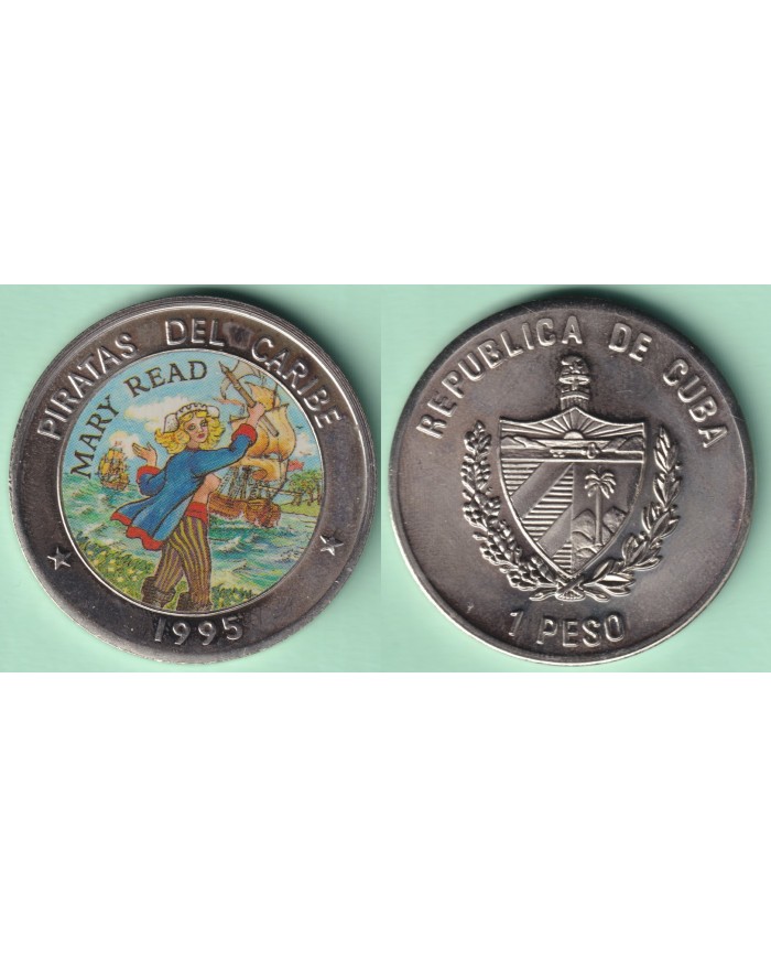 1995-MN-220 CUBA 1995 1$ PIRATAS DEL CARIBE MARY READ PIRATE ADHESIVE CUPRO-NI.