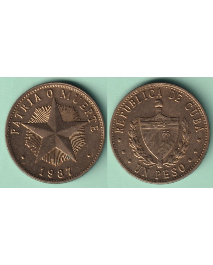 1987-MN-123 CUBA 1$ STAR 1987 ESTRELLA RADIANTE COPPER BRASS. UNC.
