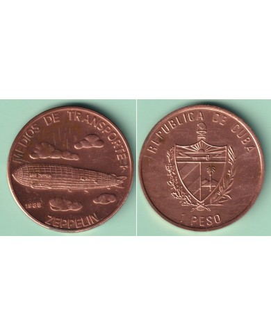 1988-MN-125 CUBA 1$ 1988 ZEPPELIN COPPER. MANCHAS EN EL ANVERSO. VER FOTO.